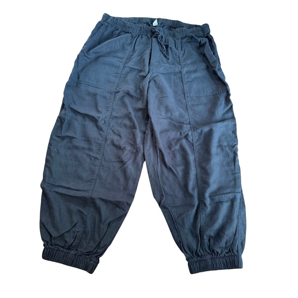 Old Navy Black Linen-Blend Mid-Rise Cropped Balloon Pants - Size XL